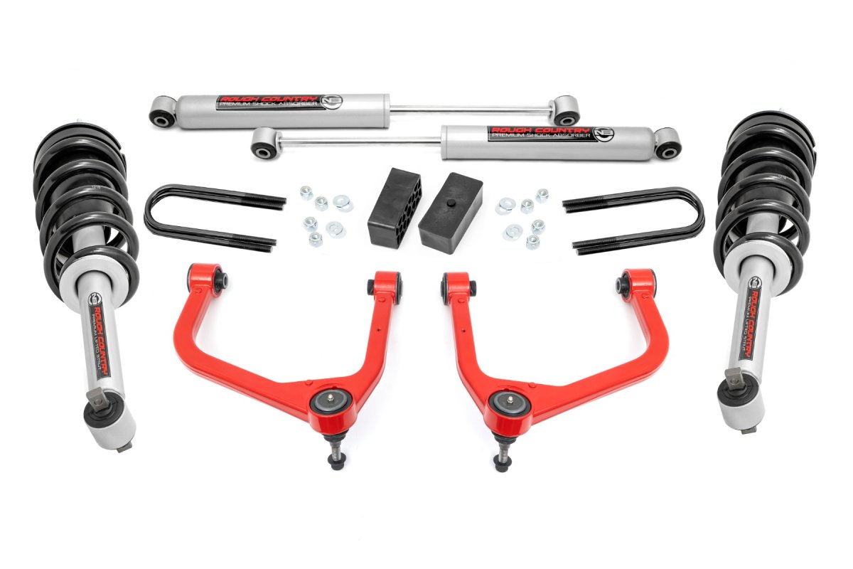 GMC Sierra 1500 Suspension Lift Kit - Front + Rear - Rough Country - 3.5 Inch Lift, Mono Leaf Rear, N3 Struts - '19-'24